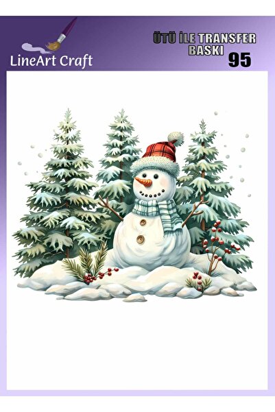 LİNEART Kardan Adam Desenli Ütü İle Transfer Baskı & Kumaş Transfer No:KMŞ95-...