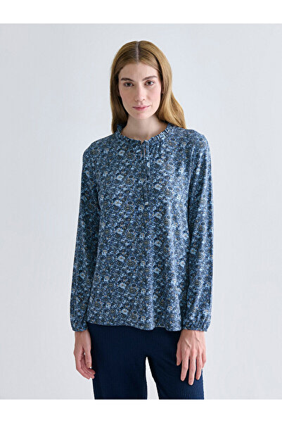 LC Waikiki New Season Tie Neck Patterned Blouse
