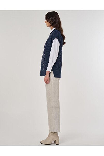 Kayra İşlemeli Triko Süveter Lacivert