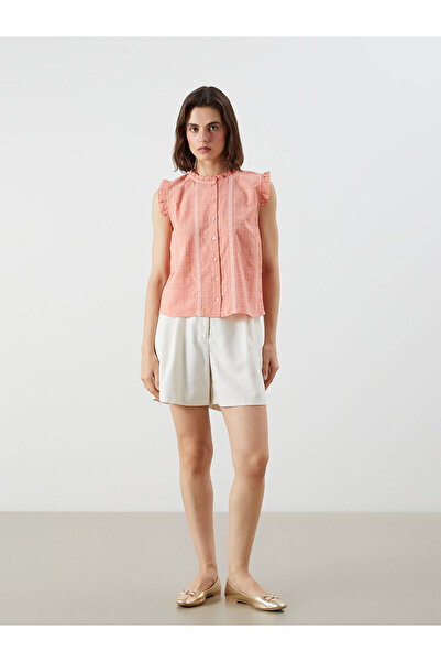 LC Waikiki Μπλούζα με κέντημα με λαιμόκοψη και βολάν από βούλα Peak New Season