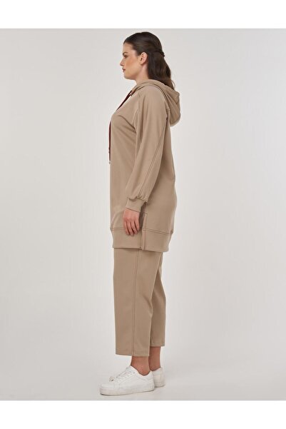 Kayra Punto Stitched Double Set Milk Coffee