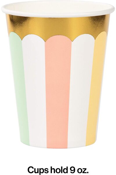 erorex Pastel Celebrations Drinking Party Tumbler Cups 8 Pieces, 9 Oz Capacity