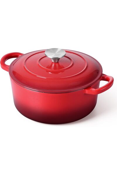 erorex 3 Qt Enameled Cast Iron Dutch Oven Lid, Small Round Nonstick Dutch Oven Pot Bread Baking Braising