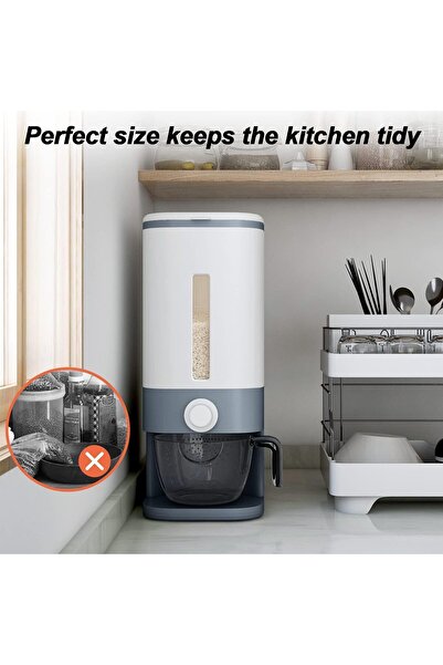 erorex 25Lbs Rice Dispenser, Large Grain Container Storage Lid Measuring Cylinder Moisture Proof Household