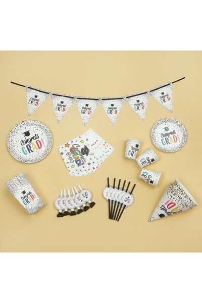 erorex 10Pc Disposable Cups Printed Congrats Grad, Stars & Circles School & College Graduation Ceremonies