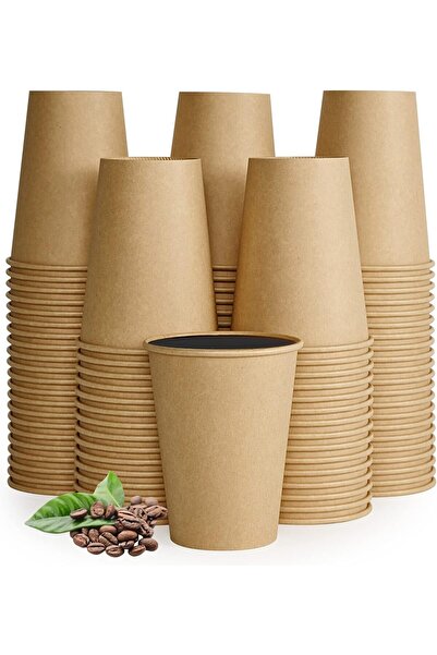 erorex 50 Pack 12 Oz Kraft Paper Cups Disposable Coffee Cups Hot/Cold Beverages, Perfect Water, Coffee,