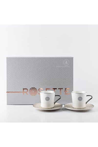 erorex طقم أكواب شاي وحليب من البورسلين روزيت، 12 قطعة، بيج