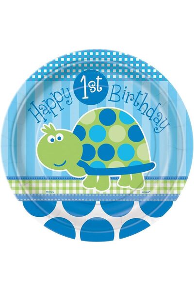 erorex First Birthday Turtle Plate 8 Pieces, 9 Inch Size