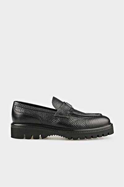 Elle Shoes Siyah Deri Erkek Klasik Loafer