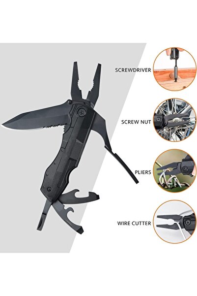 erorex Stainless Steel Multitool Multi Tool Pliers Folding Pocket Knife 9Pcs Screwdrive Bits Durable Nylon