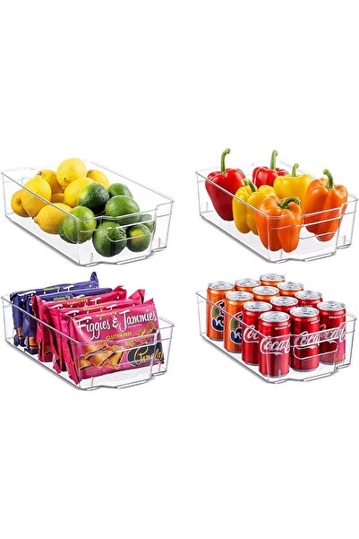 erorex 4Pcs Fridge Organizer Bins,Refrigerator Organizing Bins,Pantry Organizers Storage Baskets,Stackable