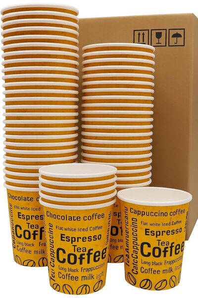 erorex Paper Tea Cups 250 Pieces, 6.5 Oz Capacity, Yellow