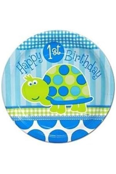 erorex First Birthday Turtle Plate 8 Pieces, 9 Inch Size
