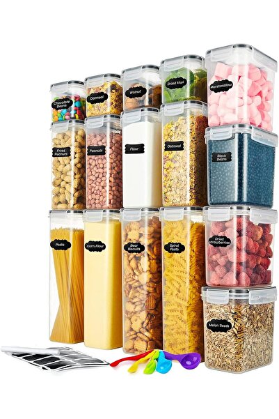 erorex Airtight Food Storage Container Set, 16 Pcs Clear Food Storage Container Lid, Cereal Snack