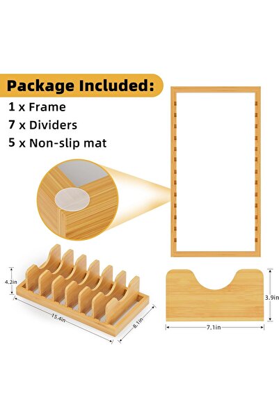 erorex Bamboo Pot Lid Organizer – Pot Pan Drawer Organizer Lids, Pans, Cutting Boards, Baking Sheets,