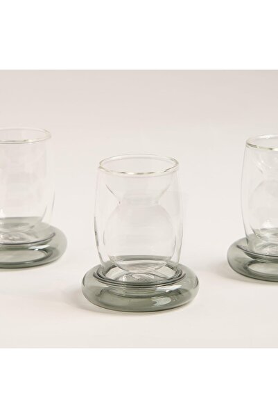 erorex Black Glass Tea Cups Set 12 Pcs