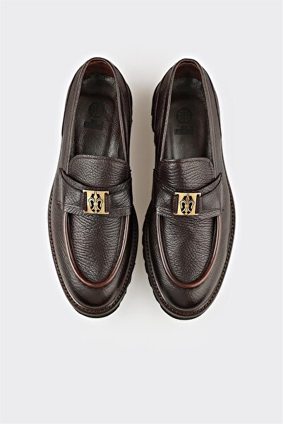 Elle Shoes Kahve Deri Erkek Klasik Loafer