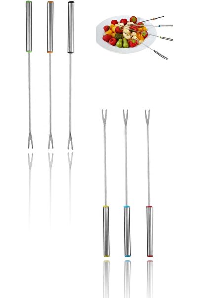 erorex Stainless Steel Fondue Forks Set, 9.5 Inch Heat Resistant Handles, Dishwasher Safe, Chocolate,