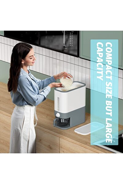 erorex 25Lbs Rice Dispenser, Large Sealed Grain Container Storage Lid Measuring Cylinder Moisture Proof