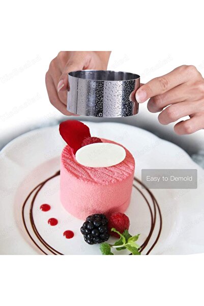 erorex Mousse Cake Mold Mousse Rings 304 Food Grade Stainless Steel Cake Circle Cake Mold Pusher, 8Cm