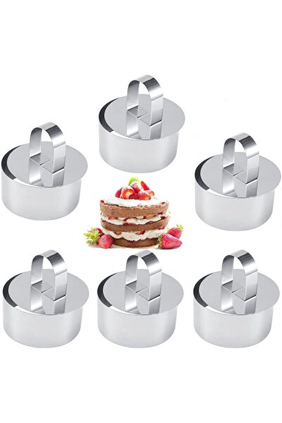 erorex Mousse Cake Mold Mousse Rings 304 Food Grade Stainless Steel Cake Circle Cake Mold Pusher, 8Cm
