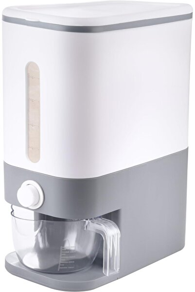 erorex 22.5 25 Lbs Gray Rice Dispenser, Rice Container Lid, Rice Storage Container Measuring Cup, Food