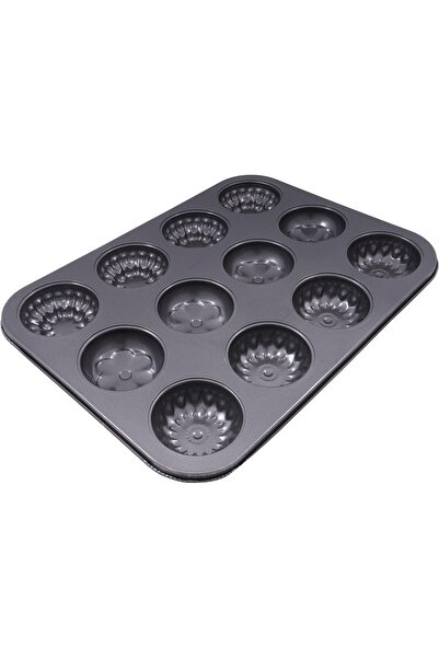 erorex 12 Piece Non Stick Baking Cup Cake Mould Black