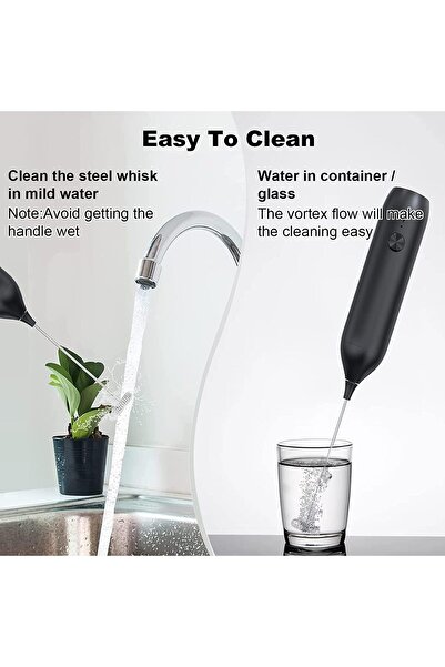 erorex Rechargeable Electric Foam Maker, Handheld Foam Maker Stainless Steel Stirring Head, Durable Mini