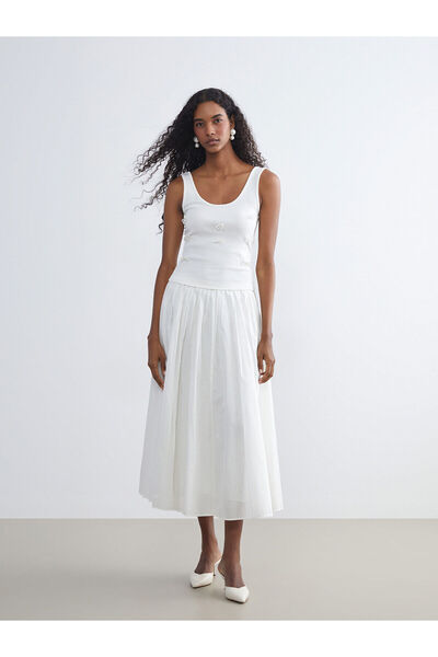 LC Waikiki New Season U-Neck Beaded Bow Blouse