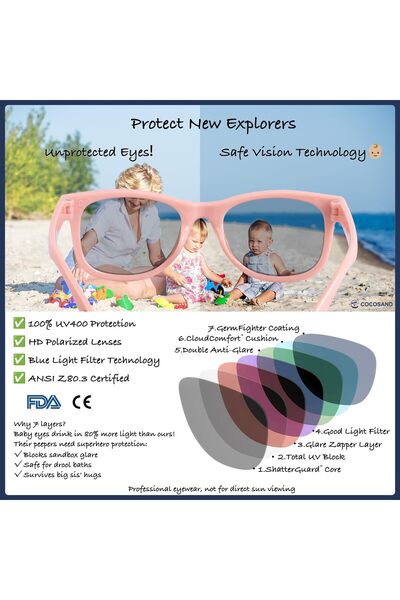 erorex Toddler Sunglasses Strap Polarized Retro Square Soft Silicone Nose Pads Baby Boys Girls Age 0 24