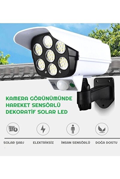 MRS SOLAR HB-200-2 4LÜ Paket Solar Enerjili Hareket Sensörlü Kamera Görünümlü 77 LED Mekan AYDINLATMA 2400MAH