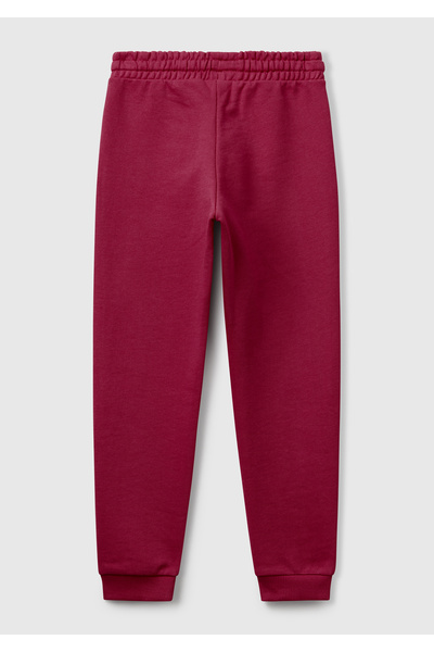 United Colors of Benetton Girl's Burgundy Benetton Logo Sweatpants