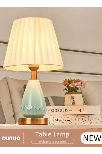 fun zone DUNISO Luxury Ceramics Table Lamp Retro Creative Bedroom Bedside Desk Light Model Houses Desk Lamp f