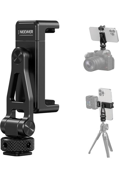 NEEWER حامل ثلاثي معدني للهاتف مع أحذية باردة، خيط 1/4 بوصة، إمالة 180 درجة، ...