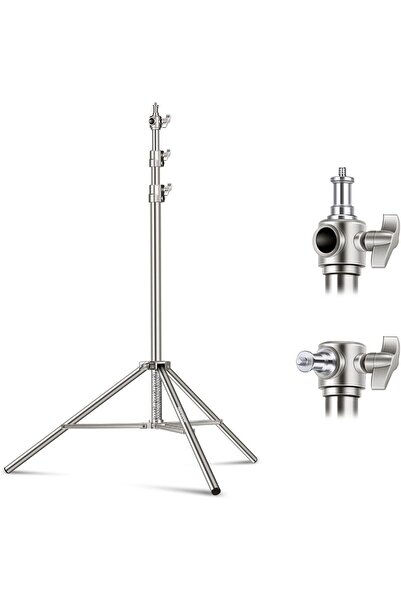 NEEWER 7.2ft/2.2m Stainless Steel Spring-Cushioned Light Stand with 1/4"-3/8" Adapter