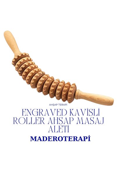 1senartbeauty Maderoterapi Engraved Kavisli Roller Ahşap Masaj Aleti
