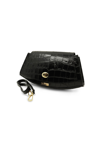 BESSO Fascino Eclettico Black Genuine Leather Shoulder Bag