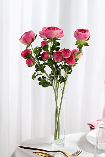 Yapay Çiçek Deposu Yapay Uzun Dal 4lü Gül 63 cm Fuşya