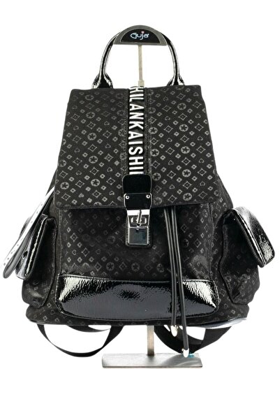 Guja 25Yg702 Women's Monogram Patterned Patent Leather Garnished Premium Backpack