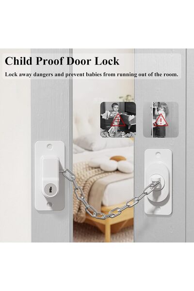 Yelajoy 2 Pack Child Proof Door Lock,Strong non-marking Adhesive No Drilling,Gift for Kids Safety,White