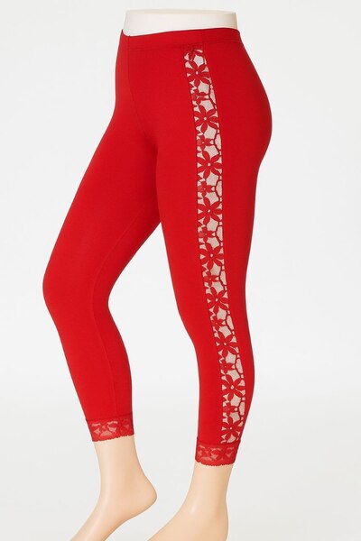 Serra Women's Cotton Elastane Leggings with Lace on the Long Side.