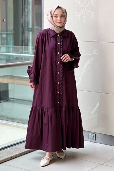 Ghisa Fırfırlı Altı Valonlu Pamuk Elbise