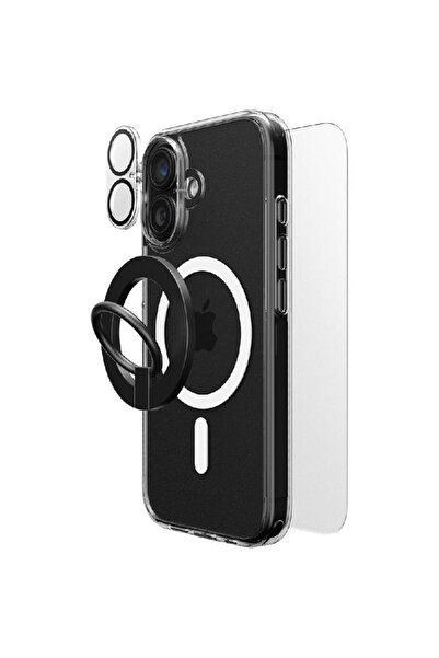 TECH PICK مجموعة حماية 4 في 1: جراب MagSafe الصلب الزجاجي + واقي عدسة الكامير...