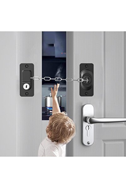Yelajoy 2 Pack Child Proof Door Lock,Strong non-marking Adhesive No Drilling,Gift for Kids Safety,Black