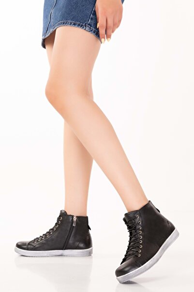 Gondol Hakiki Deri Günlük Hafif Yumuşak Spor Bot Zetia Siyah