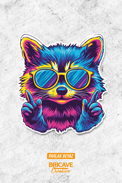 Bricave Cool Neon Köpek Sticker Araba Motosiklet Kask Laptop Cam Etiket Sticker 9,3x10cm B1