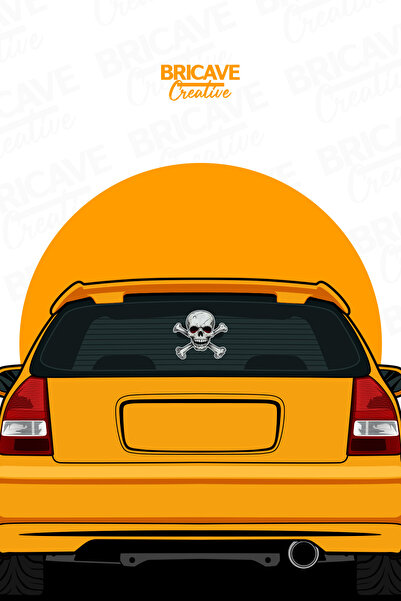 Bricave Kafatası Crossbones Sticker Araba Motosiklet Kask Laptop Cam Etiket Sticker 10,4x10cm B1