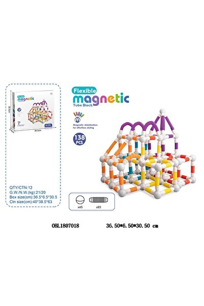 Picodino Set Constructie Magnetica Retractabila, Tuburi si Bete Magnetice Fle...