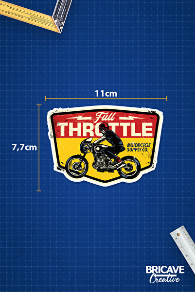 Bricave Full Throttle Motor Sticker Araba Motosiklet Kask Laptop Cam Etiket Sticker 11x7,7cm B1
