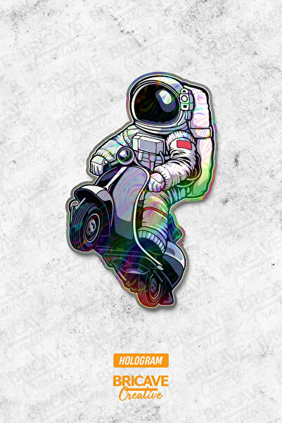 Bricave Vespa Astronot Sticker Araba Motosiklet Kask Laptop Cam Etiket Sticke...